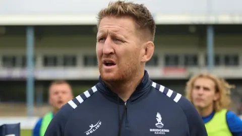 Bradley Davies at a Bridgend training session