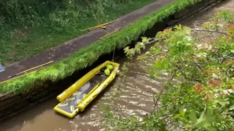 Police presence on the canal near Stoke Pound, Bromsgrove