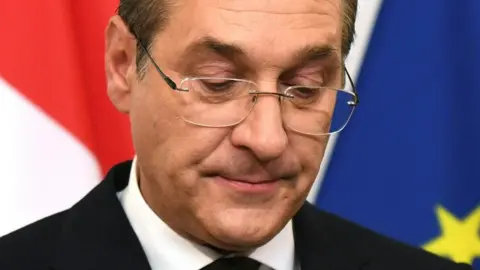 Getty Images Austria’s Heinz-Christian Strache gives a press conference in Vienna, 18 May 2019