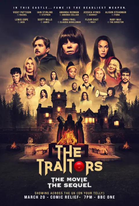 Poster image for the Traitors sketch featuring all the actors involved