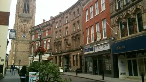 View looking up Iron Gate from the Market Place end