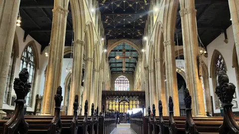 Image of pews inside St Mary's Magdalene Church in Newark