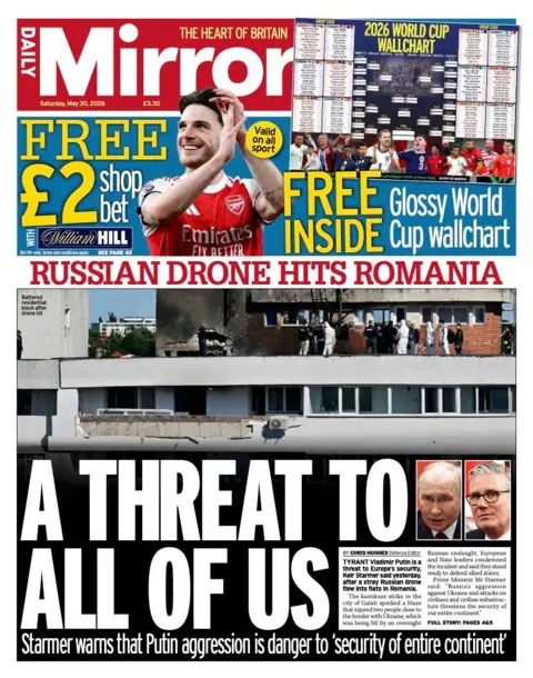 The headline on the front page of the Mirror reads: 'A threat to all of us'.