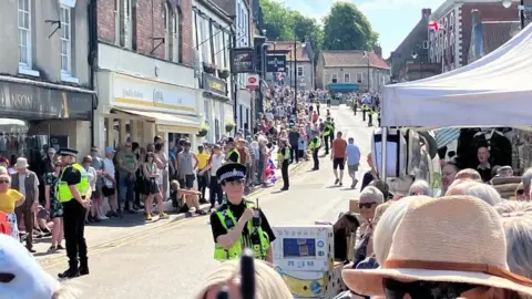 Phil Bodmer/BBC People await the King in Pickering