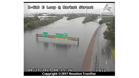 Houston Transtar CCTV image shows flooded road in Houston