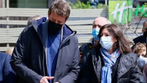 Getty Images Yannick Jadot and Anne Hidalgo meet in Paris on April 17, 2021