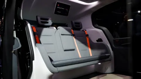 Reuters The interior of a Cruise Origin autonomous vehicle