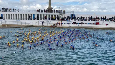 Barry Cawston Swim For Ukraine synchronised swim