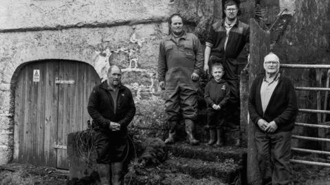 Alan, Kelvin, Austin, Wayne and Alan Pengilly at Trebarveth Farm