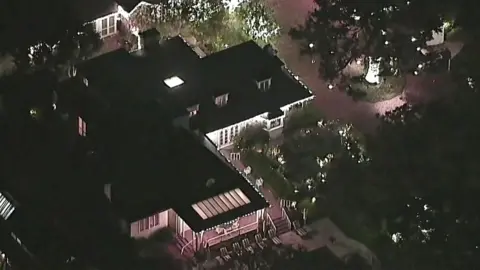 Reuters An aerial photograph shows the home of Rob Reiner at night