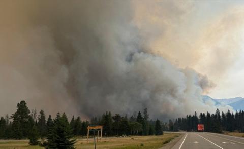 Smoke from fires near the town of Jasper