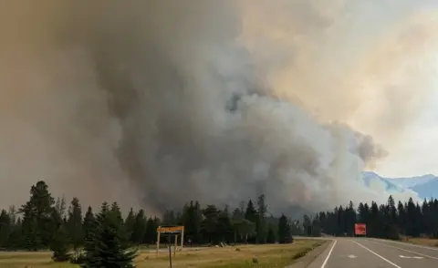 Smoke from fires near the town of Jasper