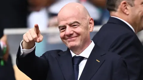 Reuters FIFA President Gianni Infantino in the stands before the England vs Norway match in the World Cup