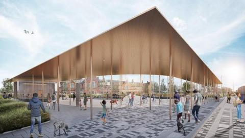 CGI of the new transport hub in Hereford