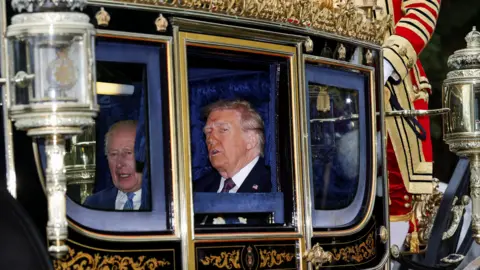 Reuters King Charles and President Trump in an ornate carriage