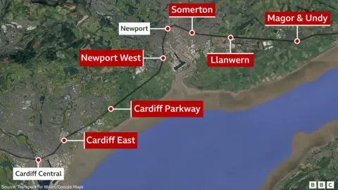 A map showing where the new stations will be located