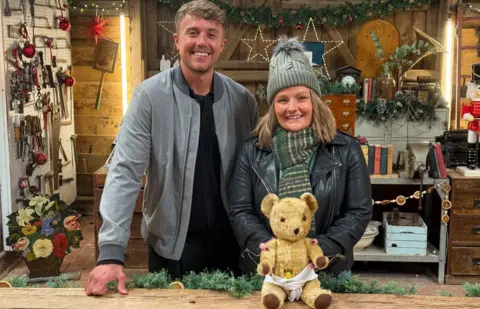 Roman Kemp in the Repair Shop with Kat and her teddy bear