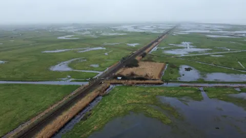 Shaun Whitmore/BBC A view of the railway line