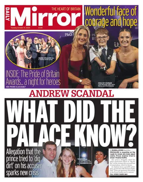 BBC "What did the palace know?" reads the headline on the front page of the Daily Mirror.