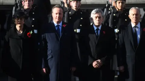 PA Media Former Prime Ministers Theresa May, David Cameron, Gordon Brown and Tony Blair