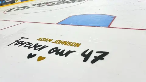 Nottingham Panthers Nottingham Panthers tribute on the ice to Adam Johnson