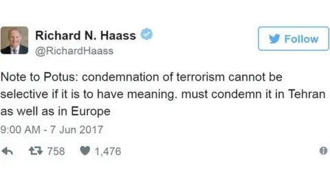 Twitter/@RichardHaass Screen grab of tweet by @RichardHaass