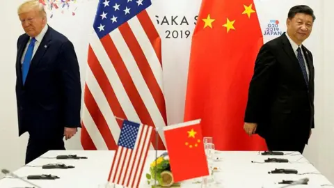 A 2019 photo of President Donald Trump at a bilateral meeting with China's President Xi Jinping