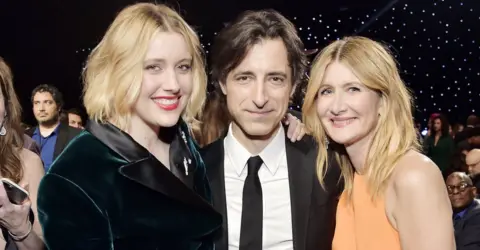 Getty Images Greta Gerwig, Noah Baumbach and Laura Dern