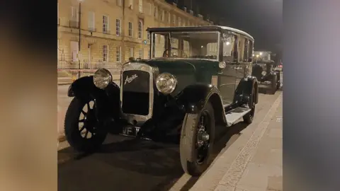 Chris Doel A 1920s vintage car on a film set in Bath. 