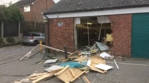 BBC The hole left in the Debenham Co-op after the ram-raid