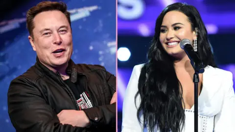 Getty Images Elon Musk and Demo Lovato