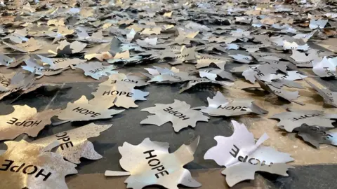 Worcester Cathedral 'Hope' leaves in the cathedral