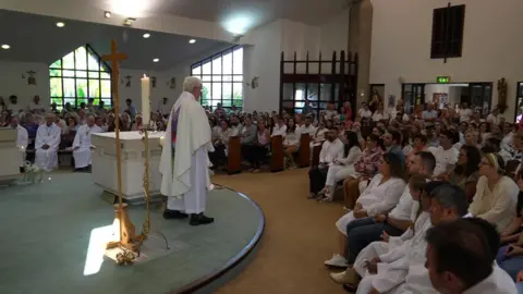 The service was held at St Patrick’s Catholic Church in Southport