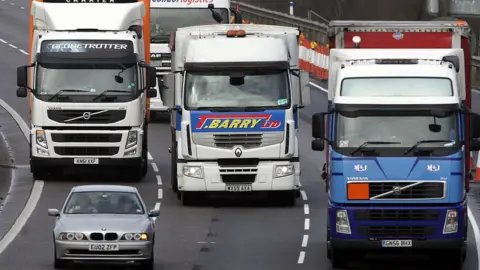 Getty Images Lorries on the motorway