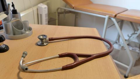 A stethoscope in a practice room