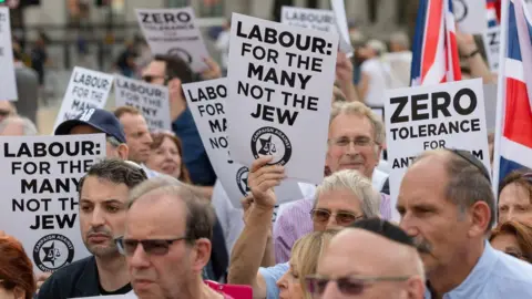 Getty Images Protest by Labour members against anti-Semitism