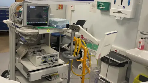 An endoscope system in a clinical room at the Queen's Medical centre in Nottingham