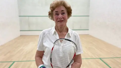 Shaun Whitmore/BBC Margaret Armstrong, oldest active female squash player