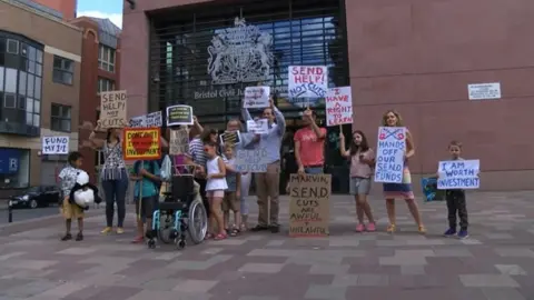 BBC Protest against cuts held outside Bristol High Court on 24 July 2018