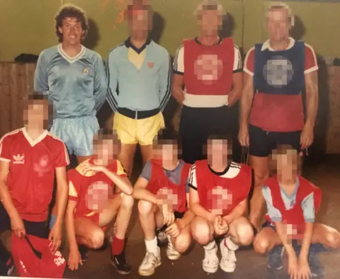 Guardian News and Media Barry Bennell in Manchester City kit with youngsters blurred out