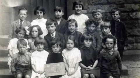 Kirkgate Arts and Heritage An All Saints School photo from 1929 showing Isaac Jarra's daughter Miriam on the back row, second from the left, and daughter Alicia in the middle row, first from the left