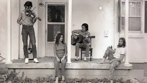 Palm Pictures Townes Van Zandt (far left) and Daniel Antopolsky (far right) with Susanna and Guy Clark in 1972