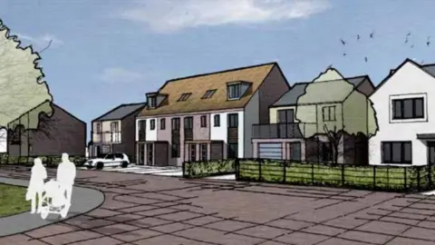 Newcastle City Council Artist's impression of the new homes at Newcastle Great Park