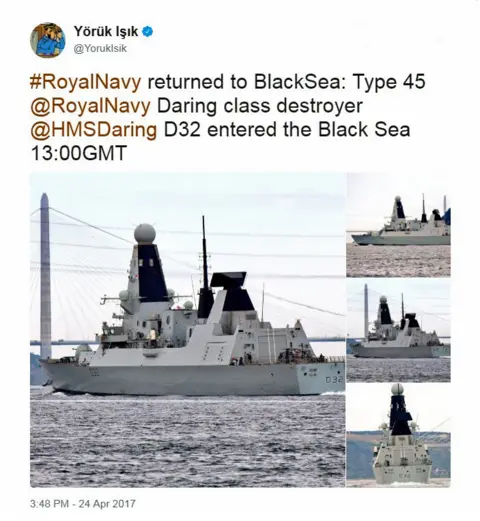 @YorukIsik A tweet from the account of @YorukIsik about HMS Daring