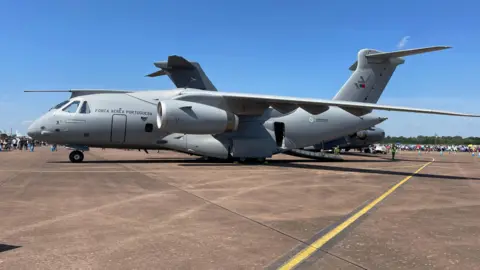 Forca Aerea Portugal KC-390 Embraer on the runway at RAF Fairford