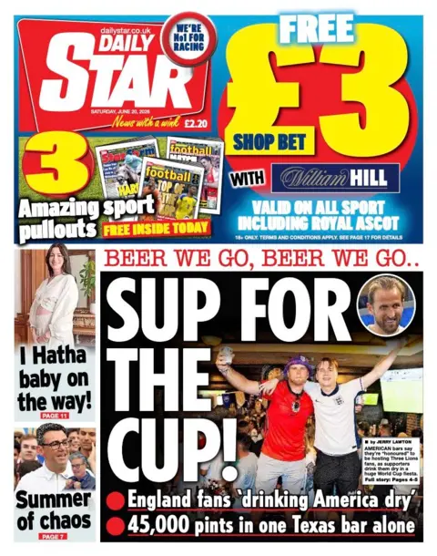 The headline on the front page of the Daily Star reads: "Sup for the cup!"