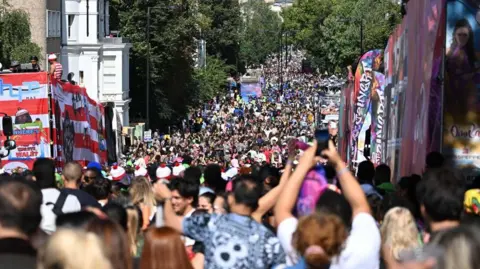 Getty Images Thousands of people on the streets of west London for the carnival 