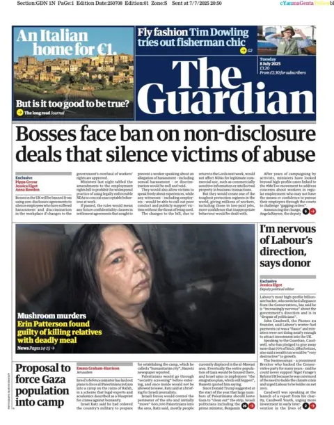 "Bosses face ban on non-disclosure deals that silence victims of abuse," is the headline on the front page of the Guardian