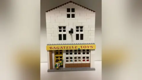 Kaz Taplin A model of Bagatelle toy shop made of Lego