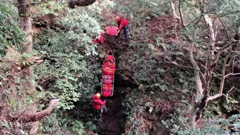 Mountain rescue operation at Dalby Forest